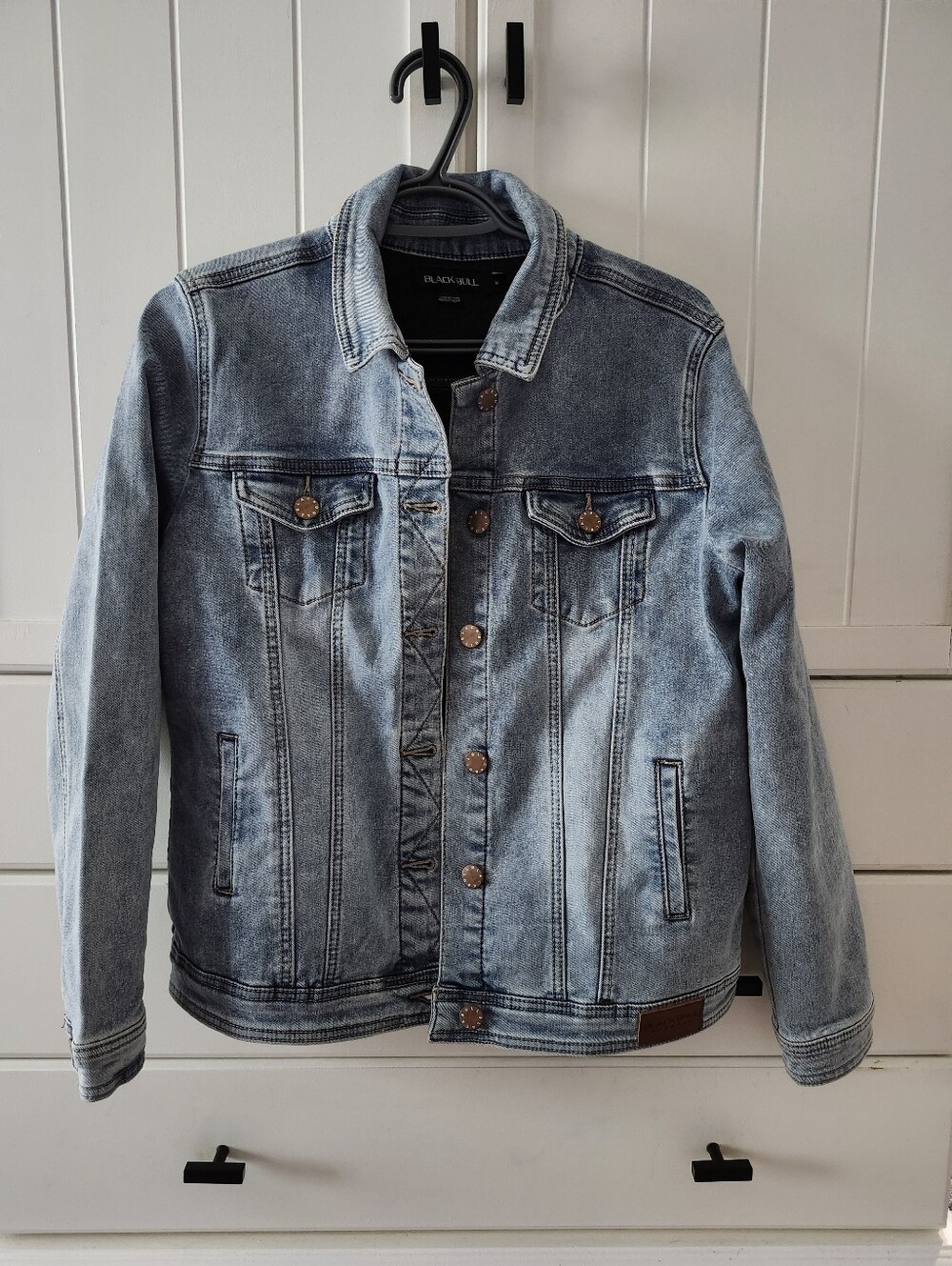 Black Bull Lined Light Blue Denim Jacket - Women Sz M